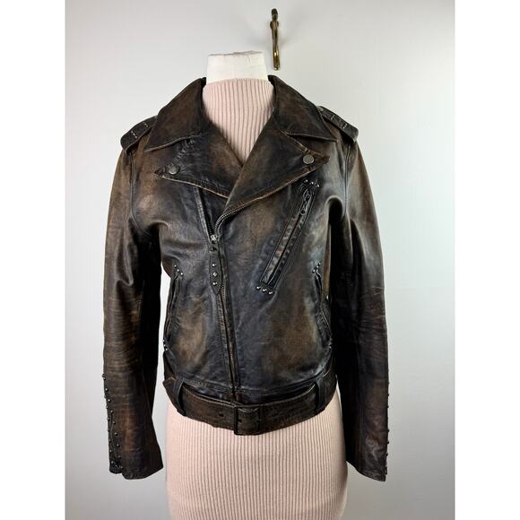 DOUBLE RL Ralph Lauren RRL Thunderbird Studded Motorcycle Brown Leather Jacket 3 - Picture 9 of 13
